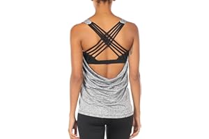 icyzone Femme Débardeur de Sport 2 en 1 - Débardeur sans Manches avec Soutien-Gorge intégré, Fitness Yoga Tank Top