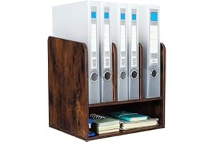 EasyPAG 4 Fächer Holz A4 Büro Schreibtisch Organizer Dokumentenhalter Aktenablage Zeitschriftenhalter Briefablage Papier Magazin Organisator,Braun