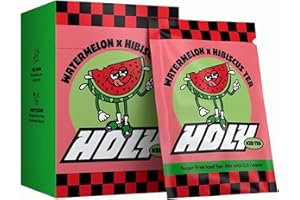 HOLY ENERGY HOLY Iced Tea Lot de 10 boîtes de dégustation « Watermelon x Hibiscus Tea » avec poudre aromatisée pastèque | 10 portions d'antioxydants et de superaliments | Thé glacé sans sucre | Végétalien avec
