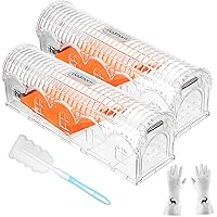 Godmorn Mausefalle Lebend 2er Set mit Gartenhandschuhen und Reinigungsbürste, 25cm extra große Tierfreundliche…