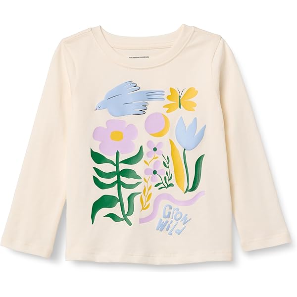 Koton Ruffle T-Shirt Crew Neck Long Sleeve Cotton, T-Shirt Ragazze, Ecru(010