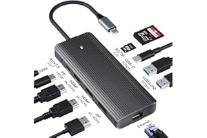 AOOCOO USB C Docking Station, MST Dock Support Dual HDMI and DP Extended Triple Display, 11 in 1 Type C Hub with Multiport, Support 4K@60 Hz, Ethernet, USB C/A Ports, SD/TF Card Reader for Type C Laptops