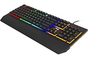AOC GK200 Teclado de gaming - Teclado para PC con distribución en español, 25 teclas anti-ghosting, 25-N-key rollover y 1,8 m de cable