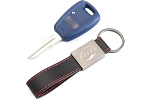 KASER Carcasa Funda Llave Remoto Mando 1 botón para Fiat Punto Panda Bravo Seicento Stilo Doblo con Llavero de Cuero