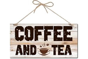 CREATCABIN Kaffe- och teskyltar trä kaffeskylt träplatta hängande väggdekor skylt retro kaffestation dekor väggkonst för kök