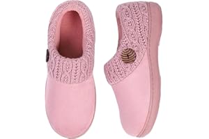 EverFoams Women's Microsuede Slippers Warm Comfy Memory Foam Indoor House Shoes with Knit Collar