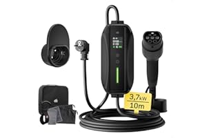 dé Cavo Ricarica Auto Elettrica Tipo 2 Schuko 3,68 kW [Monofase, 10m, 6-16A] Caricabatteria Auto Elettrica con Display Digitale Controllabile per Model 3/Y, Fortwo, EX30, Q4, e-208 e altri PHEV/EV