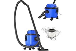AUTOFU Wet and Dry Vacuum Cleaner 2000W, Industrial Dust Extractor with Blowing Function, 15 Litre, 2m Cable, 1.5m Flexible Hose and Accessories - Home DIY Car Carpet Workshop and Professional Use, Blue