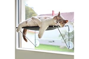 pecute Hamak dla kota, słoneczny fotel z ramą ze stali nierdzewnej, hamak dla kota, łóżko montowane na kocie, okno, wytrzymały, z 4 przyssawkami, łatwy montaż
