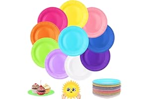 Zeawavsl Lot de 120 Assiettes en Carton Multicolores Multicolores, Assiette de Papier de 7 Pouces, Assiette D'Anniversaire Pour Enfants Pour les Festivals et les CéLéBrations