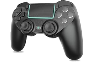 Vinkarpe Wireless Controller für P4, Game Controller Kompatibel mit P4/Pro/Slim/PC mit RGB-Licht, 1000 mAh Akku, Gamepad mit Dual Vibration/6-Achsen/Touchpad/3.5mm Audio Jack/Touchpad - Schwarz