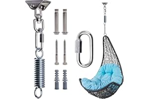 CATIME Heavy Duty Swing Hanger Hook, 304 Stainless Steel Hanging Swivel Hammock Hooks with Screws Buckle Spring, 450kg Capacity, 360° Swing Chair Ceiling Bracket, Suspension Hooks Kit for Concrete Wooden Set