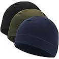 TUONYIS 3 Packs Skull Cap Beanie Hat, Winter Thermal Fleece Running Hat, Beanie Cap Headwear with Ear Covers, Elastic Helmet Liner for Running Cycling for Women Men