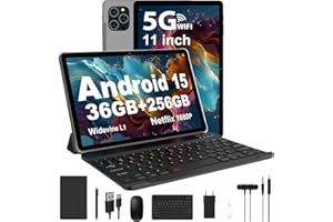 RUSHAR Tablet 11 Pollici Android 15 con 36GB RAM+256GB ROM (2TB TF), 5G/2.4G WiFi, Octa-Core 2.0GHz, 2000 * 1200, Widevine L1, 8000mAh, 13MP+8MP, GPS, Face ID, BT 5.0, Tablet con Tastiera, Grigio