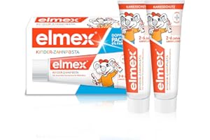 ‎ELMEX elmex Kinderzahnpasta 2-6 Jahre 2x50ml – kindgerechte Zahnreinigung für hochwirksamen Kariesschutz – mit Aminfluorid für einen Dreifach-Schutzmechanismus