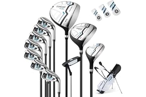 COSTWAY 12 Pieces Complete Golf Clubs Set for Men Women, Golf Club Package Set with 460CC #1 Driver, #3 Fairway and #5 Hybrid, #5#6#7#8#9#P #S Irons & Putter, Rain Hood, Right Hand