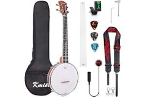 Kmise Ukulele tenore 4 corde 66 cm con borsa, accordatore, cinghia, righello, chiave a ponte, giallo brunastro