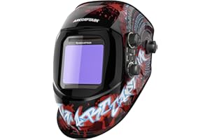 ARCCAPTAIN Schweißhelm Automatik Real Colour Vollautomatik Schweisshelme mit Extra Großem Sichtfeld 10X9cm, Wahre Farbe Schweißerhelme Breiter Schatten 4/9-13 für ARC TIG MIG