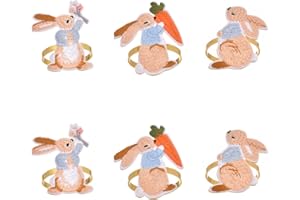 BEIJIALY 6pcs coniglietto carota portatovagliolo anello titolari, coniglio pasquale portatovagliolo anello titolari metallo coniglio tovagliolo cerchio fibbia per pranzo tavolo feste decorazione