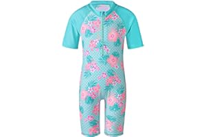 HUAANIUE Girls 2-12Y CocoTree with Heart Swimming Suit 50+UV Sun Protection Swimsuit Costume