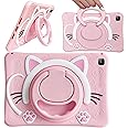 Gruattreay Compatible with Honor Pad X8 10.1 inch/X8 Lite 9.7 inch 2022 Case, Cute Cat Cover Kawaii Girls Women with Strap and Handle Stand, Soft Silicone Cover for Honor Pad X8/X8 Lite (Pink)