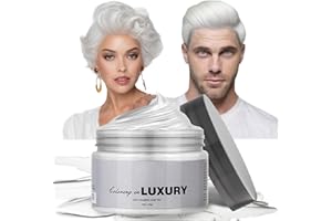 HERBINSOLS Temporary Hair Color Wax - Washable White Hair Dye - Instant Colored Hairstyle Dye Mud For Women Men - DIY Hair Coloring Gel Cream For Halloween, Cosplay, Parties(120g）
