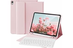 KVTVOU Keyboard Case for iPad Air 11 Inch 2025/2024 (M3/M2, 7th/6th Gen), iPad Air 5th /4th Generation 2022/2020 10.9 Inch, Magnetic Wireless Keyboard, Ultrathin Case with Pencil Holder, Pink