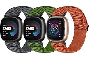 Bcuckood Kompatibel mit Fitbit Versa 4/Sense 2/Fitbit Versa 3/Sense Armband Damen Herren, Elastisches Nylon Verstellbar Dehnbar Solo Loop Armband für Fitbit Versa 4/Versa 3/Sense 2/Sense