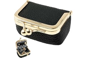VAVPUP Smyckeskrin små, smyckeskrin av äkta läder med kysslås, retro kysslåsdesign, resesmyckesfodral, bärbart smyckesfodral