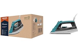 ‎GRUNDIG GRUNDIG SI 3550 Dampfbügeleisen, 2.400 W, 120 g/Min Dampfstoß, 25 g/Min Dampfleistung, Keramik-Bügelsohle, 220 ml Wassertank, Drip Stop, Anti-Kalk-Technologie, Weiß/Türkis