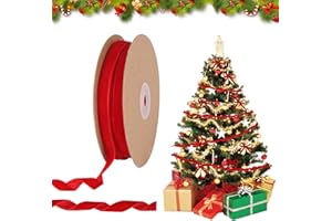 TSLBW Aksamitne wstążki na Boże Narodzenie, rozdrobnione, aksamitne wstążki w stylu vintage, na Boże Narodzenie, festiwale, urlop, do majsterkowania, rzemiosła, urodziny, do oklejania, łuki, dekoracja 7,8