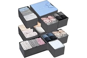 NINGESHOP 10 Pcs Boite Organisateur Tiroir, Boite Rangement Vetement Tissu Non-Tissé Pliable pour ​Soutiens-Gorge, Chaussettes, sous-Vêtements