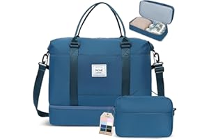 BAGAIL Bolsa de viaje de viaje para fin de semana, bolsa de mano de gimnasio con bolsillo húmedo, bolsa de hospital para mamá para trabajo de parto y parto, Ee-Peacockblue, Bolsa de viaje