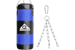 GROOFOO Saco de Boxeo Niños Tarea Pesada Oxford Boxing Bag para Entrenamiento de Boxeo para Niños Bolsa sin llenar con Cadena Montaje para MMA Muay Thai Kick Boxing