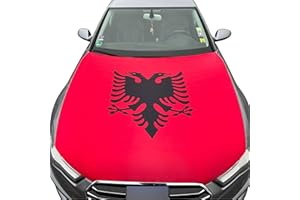 PLMVI Albanische motorhauben Flagge - Autoflagge Albanien - Albanische Autoflagge - Motorhauben Überzieher Albanien Flagge