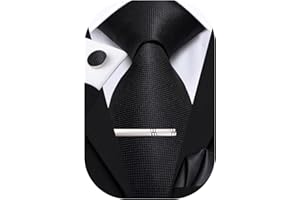 Hi-Tie Classic Mens Silk Ties Set 4 PCS Necktie Pocket Square Cufflinks Clip Pin Solid Strip Paisley Tie