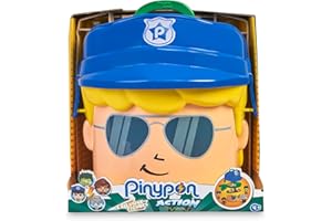 Pinypon Action - Contenedor de Policía y Monstruos, cabeza de Pinypon grande, caja contenedor con compartimentos para accesorios y figuras, incluye 4 muñecos Famosa mix es max