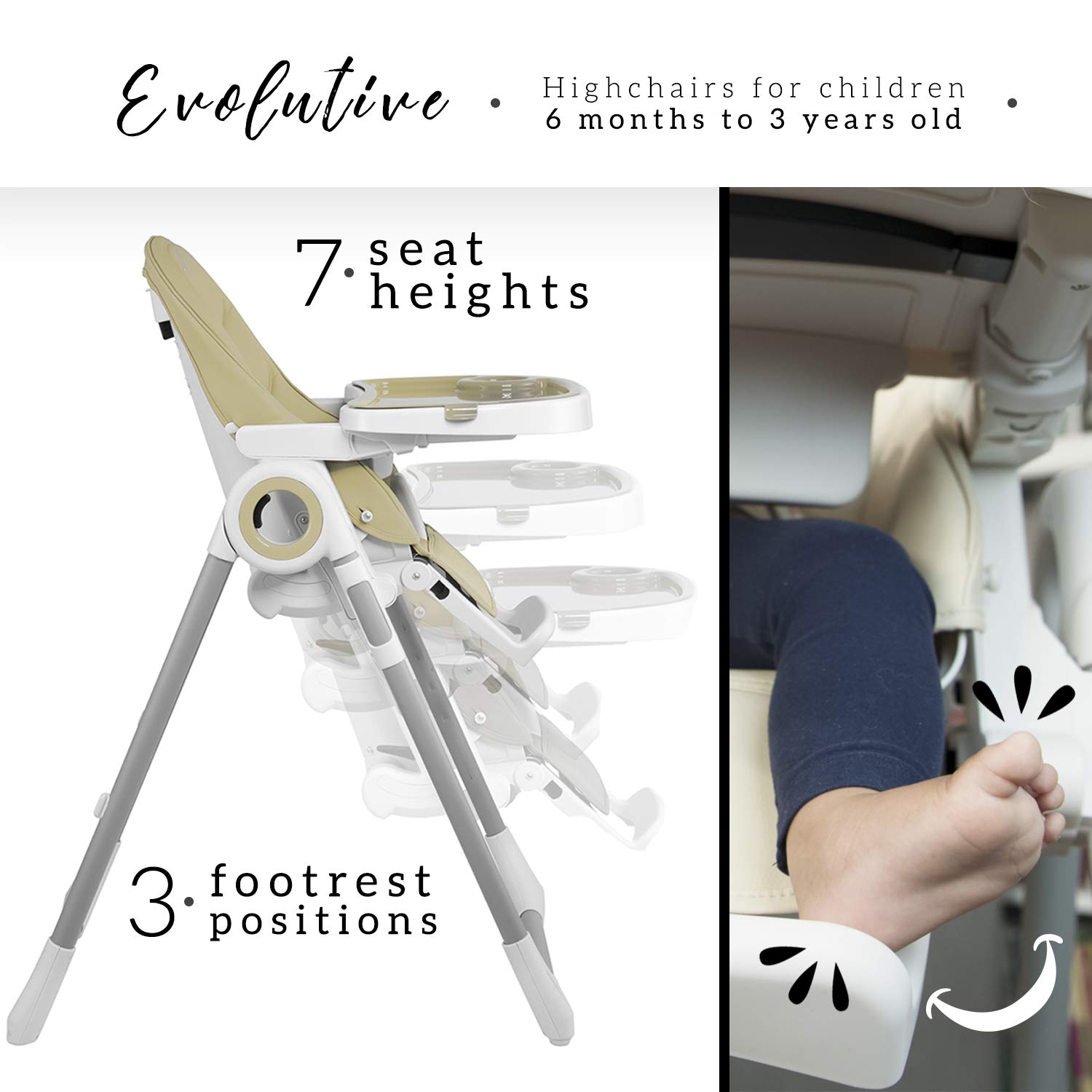 Adjustable, Folding, Baby High Chair with Toy Arch Baby Highchairs