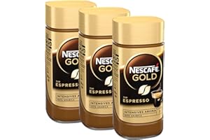 NESCAFÉ GOLD Typ Espresso, löslicher Instant-Espresso-Kaffee mit 100% feinen Arabica Kaffeebohnen, koffeinhaltig, mit samtiger Crema, 3er Pack (3x100g)