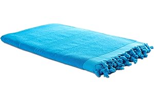 Carenesse 2 in 1 Hamamtuch 90 x 190 cm türkis I Zweiseitiges Hamam Handtuch 100% Baumwolle: Glatt & Frottier I Pestemal/Fouta saugfähig & hygienisch I Hamam Strandtuch/Saunahandtuch kompakt