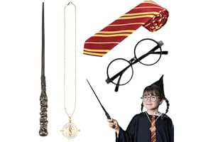 Cheloveer Zubehör Set, Zauberer Set Krawatte Brille, Halloween Schule Kostüm Cosplay Zubehör Set，Halloween Handgemachte Krawatte, Karneval PartyCosplay Set für Karneval Verkleiden Halloween Party