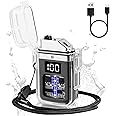 Bistfy Electric Lighter with Digital Display Type C Rechargeable USB Lighter,Plasma Arc Waterproof and Windproof Flameless Cool for Camping Hiking Survival Tactical Gear, Black (TH613)