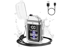 Bistfy Mechero Electrico con LCD Pantalla Encendedor Eléctrico Tipo C USB Recargable, Plasma sin Llama Cortaviento y Impermeable Cool Encendedor para Camping Senderismo Supervivencia Equipo Táctico