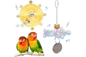 JEVND 2Pcs Bird Toys for Parakeets, Colorful Parakeet Toys Wheel, Interactive Spinner Rattle Parrot Toy, Cockatiel Toy For Bird Cage, Chewing Exercise for African Grey, Conure, Budgies Enrichment Toys