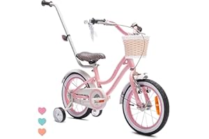 sun baby Heart Bike Vélo pour Une Fille 12 14 16 Pouces, Vélo Enfant 2-6 Ans, avec Barre de poussée, Panier, Sonnette