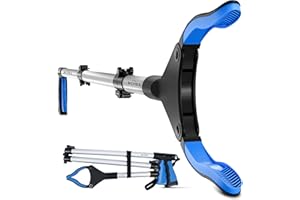 BCHEE Litter Picker 110cm 43" | UK Business | Strong Heavy Duty Litter Picking Stick | Foldable Grabber Tool With Wrist Strap & Rotating Jaws | Beach Clean Garden Waste Picker | Multi-Buy Discount