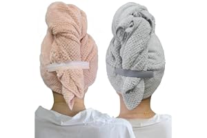 Chloven 2-pack extra stor mikrofiberhandduk för kvinnor, 107 cm x 63,5 cm anti-frissigt hårtorkshandduk med elastiskt band, h