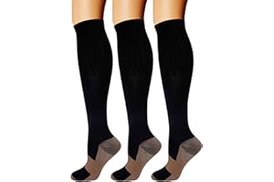 FEIFANSHOP Miedziane pończochy uciskowe, podkolanówki dla mężczyzn i kobiet, 3 pary, do biegania, uprawiania sportu, medycyny