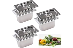 3 Stück gn Behälter mit Deckel, Gastro Behälter, Edelstahl Behälter mit Deckel, Edelstahlbehälter mit Deckel, Gastronormbehälter, Warmhaltebehälter Essen, 1/9 Größe 17,5 x 11 x 10 cm