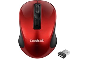 LeadsaiL Wireless Mouse for Laptop, Cordless Computer USB Mouse, Silent, Ambidextrous and 1600DPI with 3 Adjustable Levels for Windows/HP/Lenovo